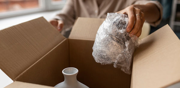 Packing fragile items for moving