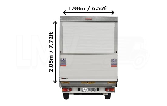 Luton Van for all removals in London - Back View Dimension