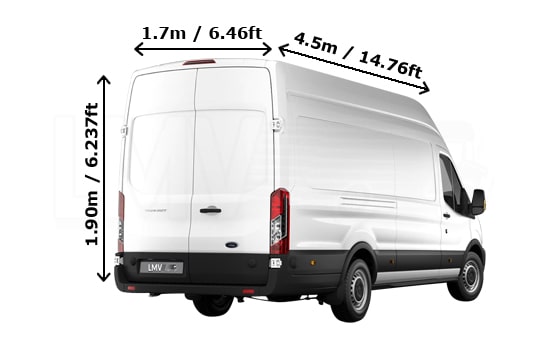 Extra Large Van for all removals in London - Back View Dimension