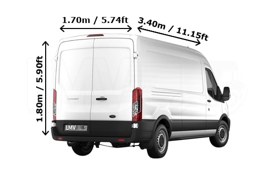 Large Van for all removals in London - Back View Dimension