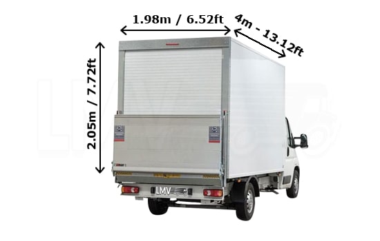 Luton Van for all removals in London - Back View Dimension