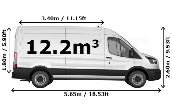 Large Van for all removals in London - Side View Dimension