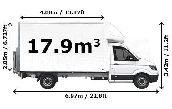 Luton Van for all removals in London - Side View Dimension
