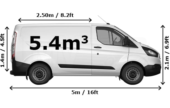 Medium Van for all removals in London - Side View Dimension