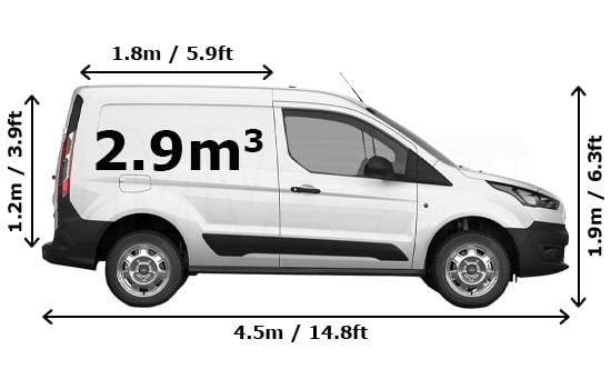 Small Van for all removals in London - Side View Dimension
